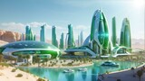 A Futuristic Smart City out in the desert Eco-friendly Metropolis 