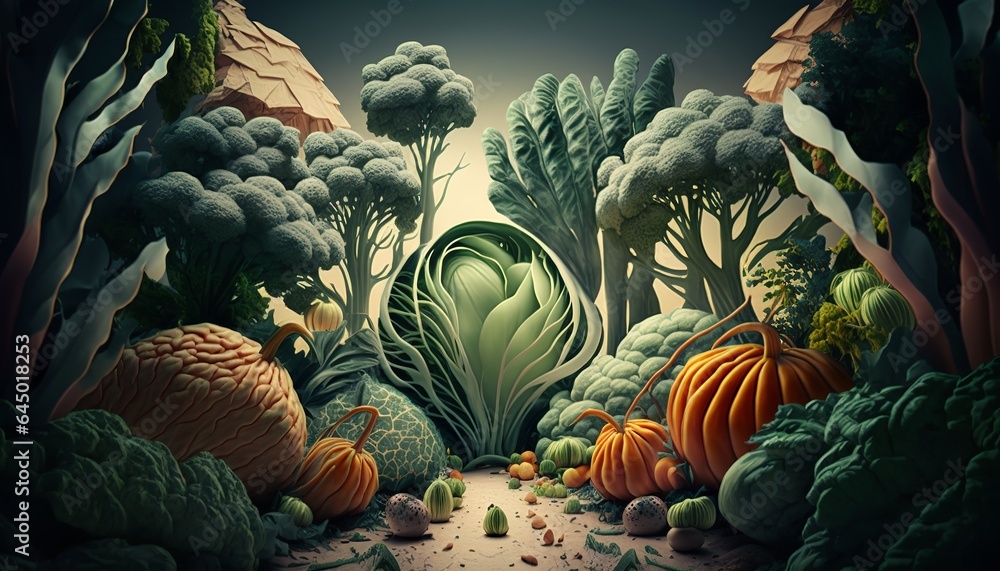 Fototapeta premium fantasy vegetable forest design illustration