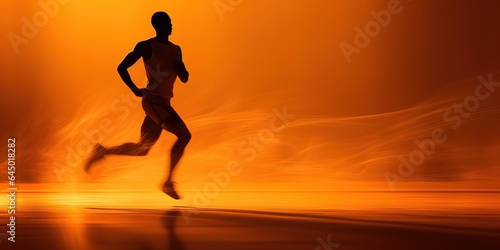 Male runner on the street runs for training.