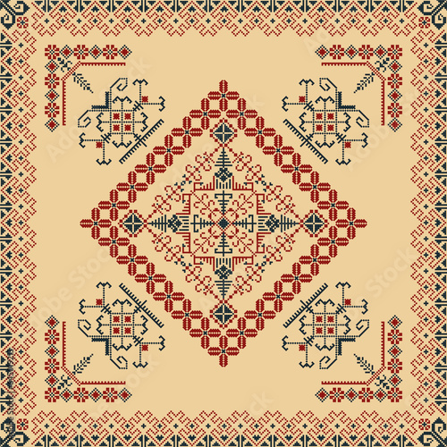 Traditional Latvian embroidery seamless pattern, vector illustration
