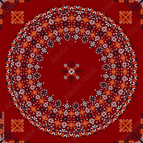 Traditional Latvian embroidery seamless pattern, vector illustration