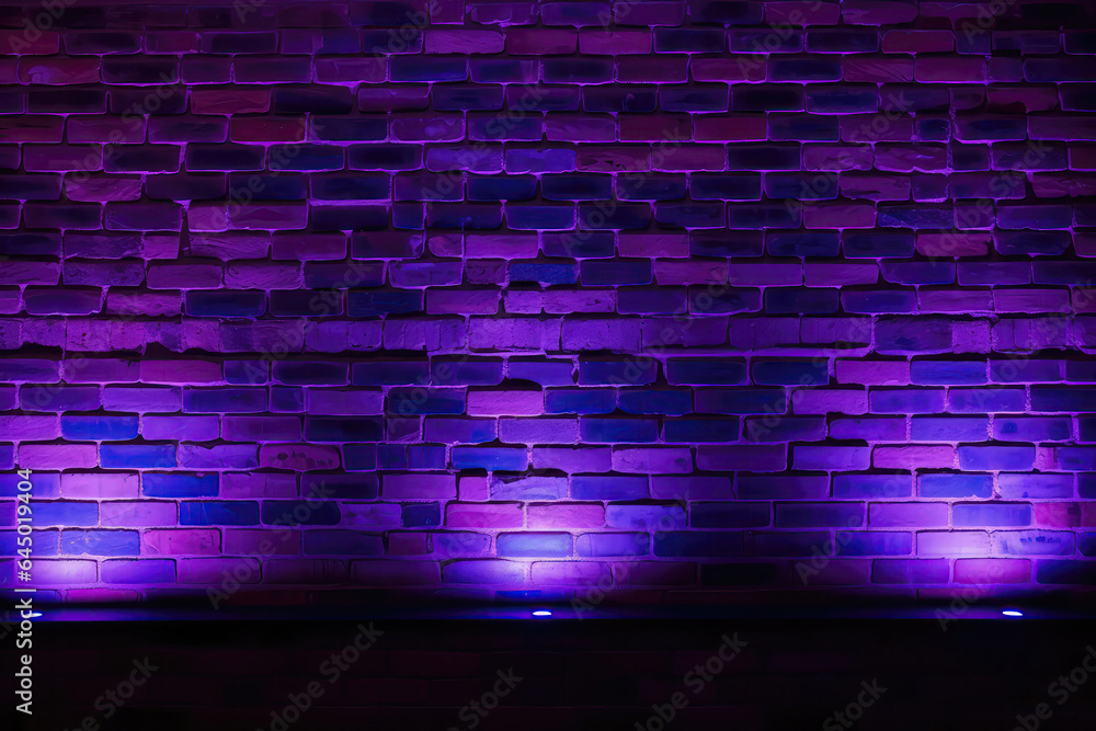 Brick Wall In Electric Purple Neon Colors
