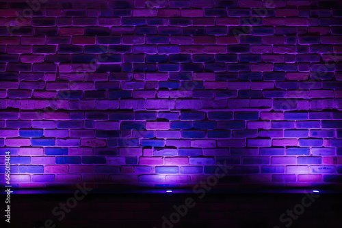 Brick Wall In Electric Purple Neon Colors