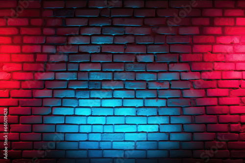 Brick Wall In Fiery Red Neon Colors