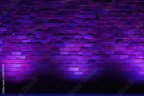 A Purple Brick Wall With Lights On It