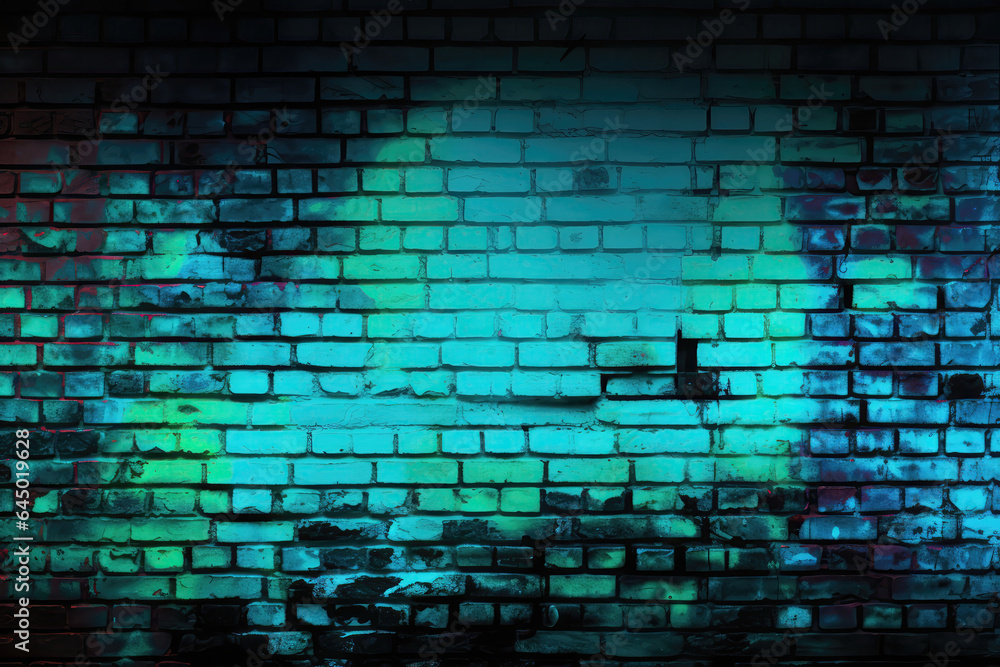 Brick Wall In Turquoise Splash Neon Colors Brick Wall In Turquoise Splash Neon Colors