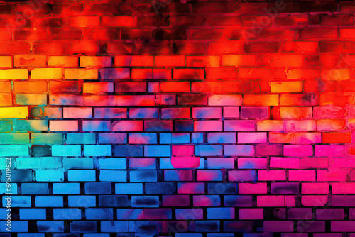 Brick Wall In Sunset Blaze Neon Colors