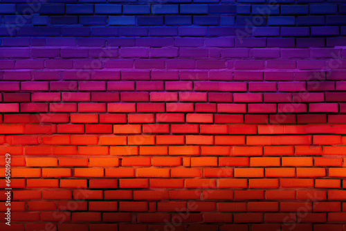 Brick Wall In Sunset Blaze Neon Colors