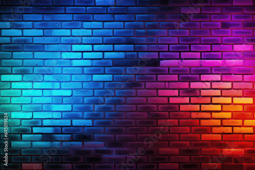 Leinwand Poster A Brick Wall With A Multicolored Pattern On It
