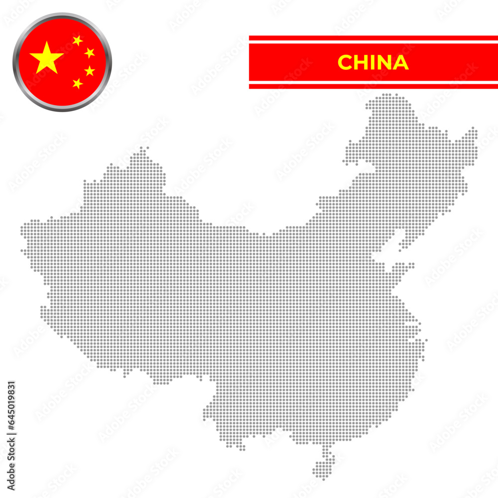Dotted map of China with circular flag