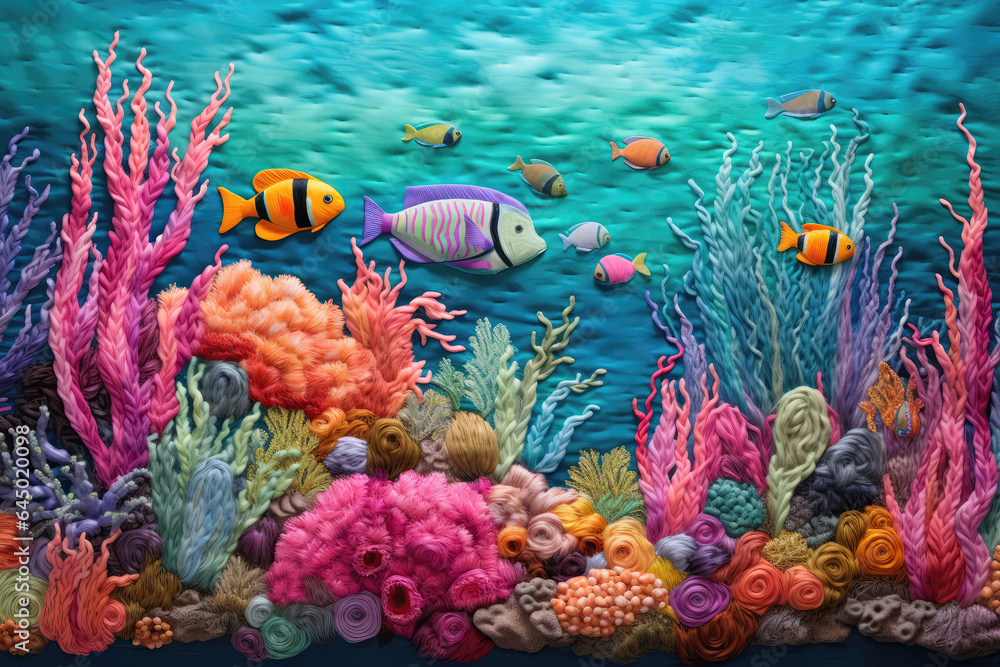 Vibrant Underwater Coral Reef With Fish. Сoncept Coral Reef Ecology, Marine Life Conservation, Fish Diversity, Widespread Pollution