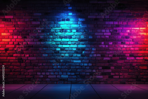 Brick Wall In Crimson Rush Neon Colors