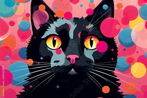 Polka dots style cat wallpaper design