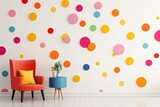 Cute couch in a cute living room with polka dots theme interior design