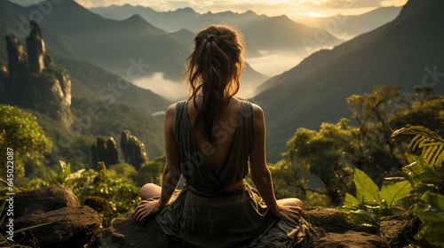 Meditative moment on mountain top, embraced by nature.  © apratim