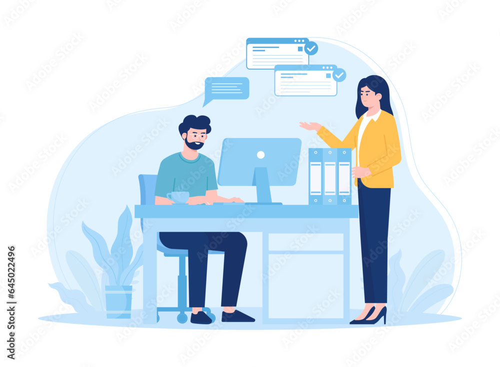 Coworking space concept flat illustration