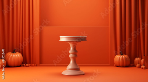 Pedestal podium on orange background photo