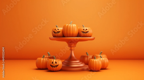 Pedestal podium on orange background