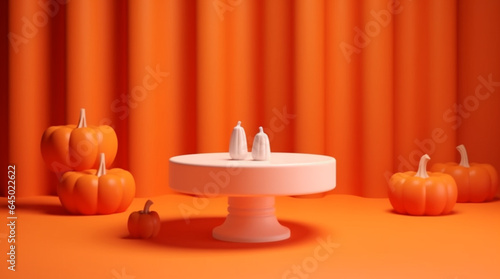 Pedestal podium on orange background