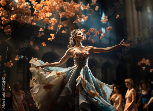 Poetic motion in ballet, a dancer's leap captured.
