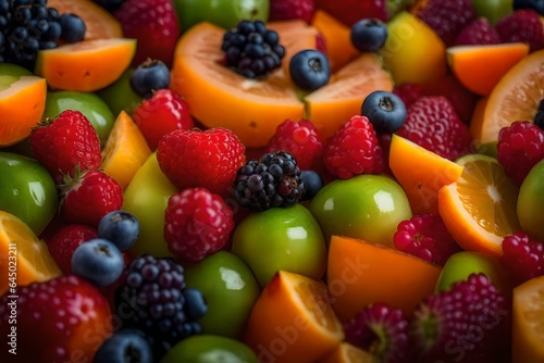 An image of a fruit salad with a rainbow of fresh fruit.