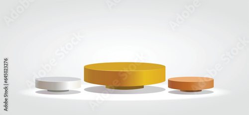 golden silver bronze podium with shadow vector blank background