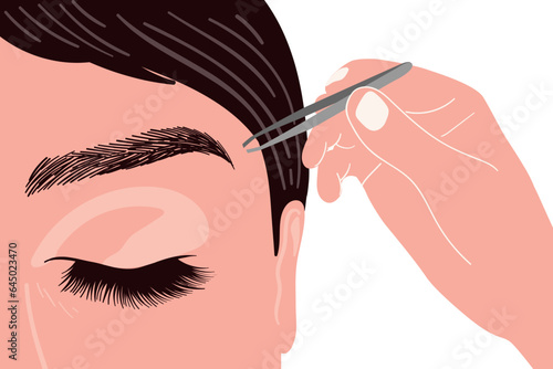 Beauty Makeup Face Illustration With Tweezers