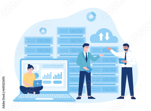 Web hosting, online database storage technology concept flat illustration © Kinn Studio