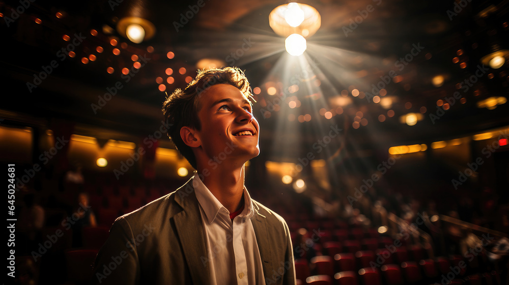 Obraz premium Tension backstage before theater's curtain rises. 