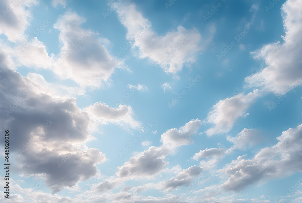 Obraz premium The background of sky and clouds In shades of pastel blue tones. The sky is bright, free and beautiful.