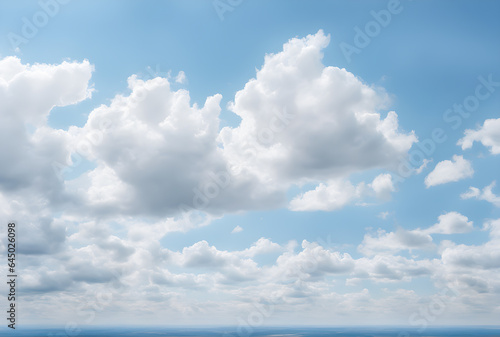 The background of sky and clouds In shades of pastel blue tones. The sky is bright  free and beautiful.