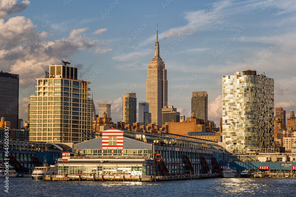 Piers and Empire State, New York City.