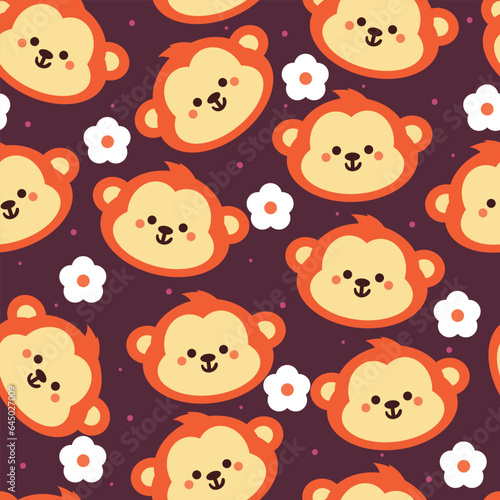 seamless pattern cartoon monkey. cute animal wallpaper for textile, gift wrap paper