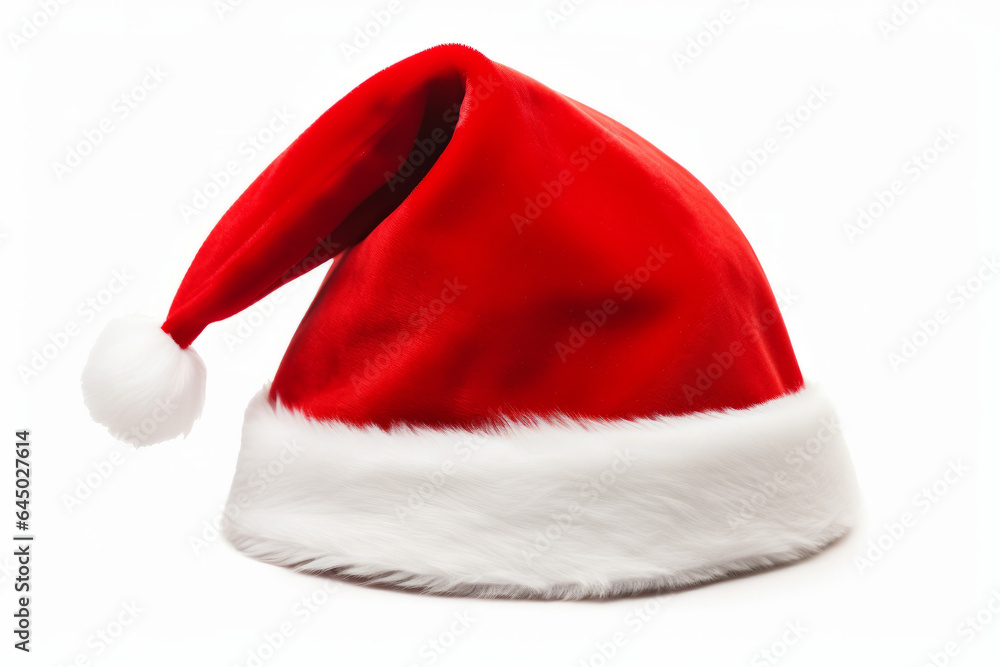 Festive Christmas santa hat isolated on a plain background Festive Christmas santa hat isolated on a plain background