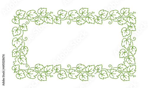 Grapevine frame floral ornament. Thick line pattern. Grape leaves. Editable outline stroke. Vector line.