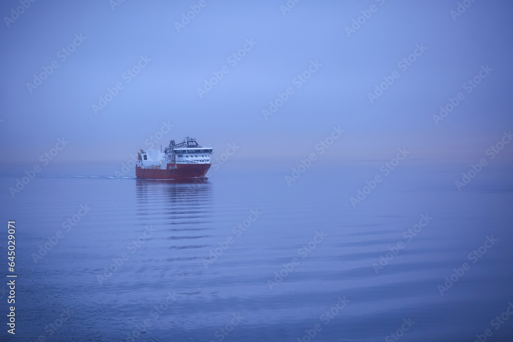 Ferryboat in the Norwegian sea Ferryboat in the Norwegian sea