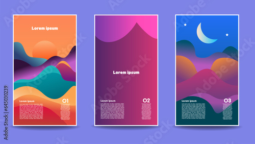 Diseño de plantilla de portadas modernas simples. Conjunto de degradados de medios tonos geométricos mínimos para presentaciones, revistas, volantes, informes anuales, carteles y tarjetas de visita.