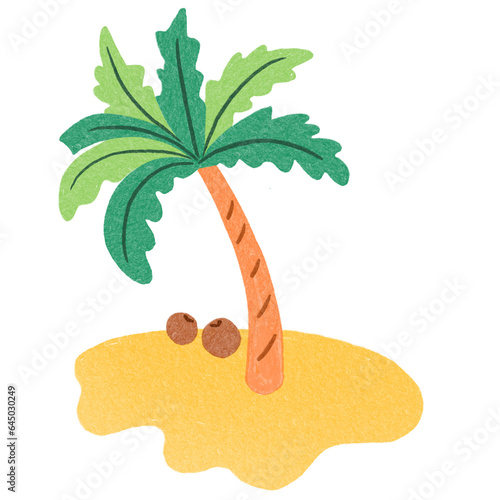 Summer Beach Coconut Tree Hand Drawn Illustration Doodles