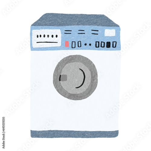 Decorative House Appliance Laundry Washing Machine Hand Drawn Doodle Illustration © Lineprint