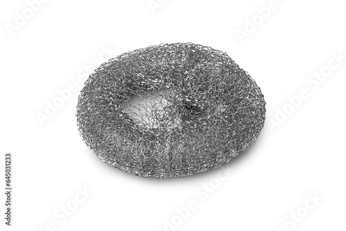 Metal dishwashing sponge isolated on a white background. © SlayStorm