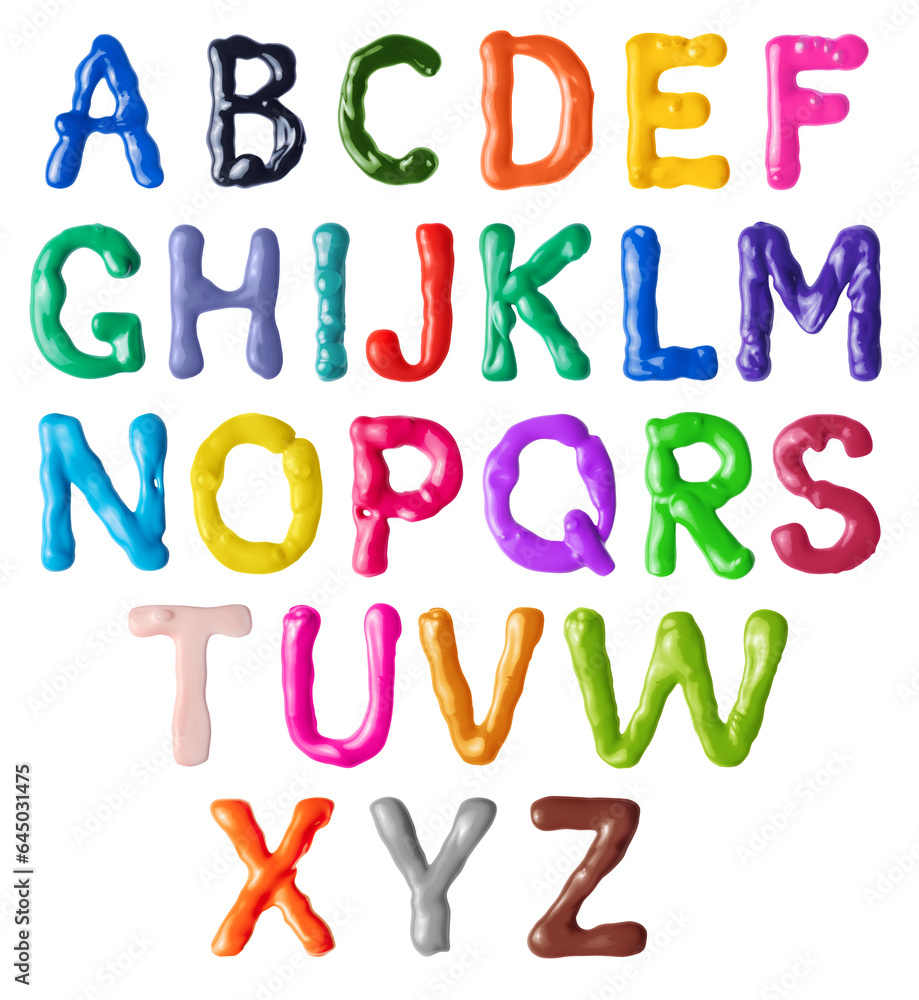 Fototapeta premium The letters of the Latin alphabet are written with colored paint
