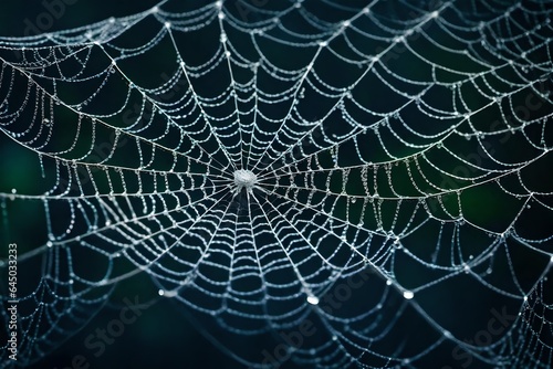 A detailed image of a close-up of a dew-covered spiderweb (8)