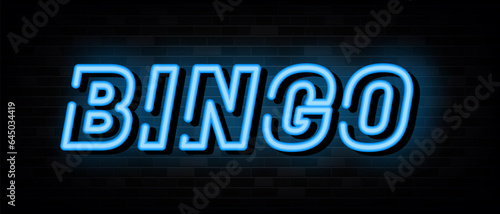 A neon sign for bingo night with the words bingo night on a brick wall.