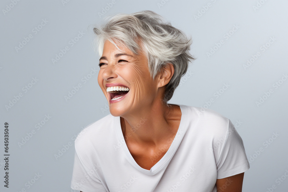 Aged attractive woman portrait made with Generative AI technology Aged attractive woman portrait made with Generative AI technology