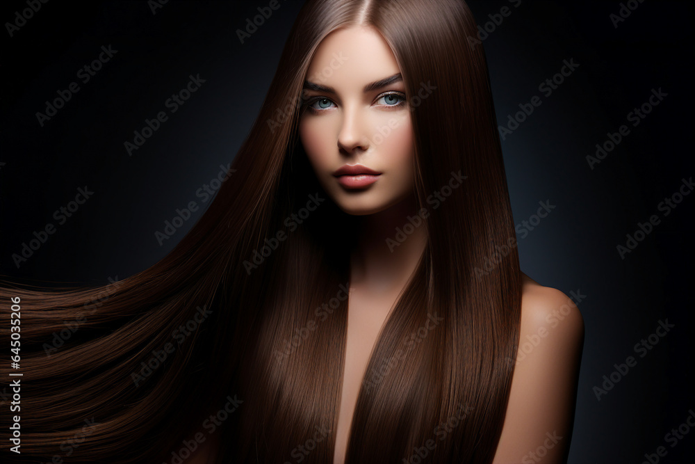 Generative AI picture of young attractive woman model with stunning flattering long hairstyle Generative AI picture of young attractive woman model with stunning flattering long hairstyle