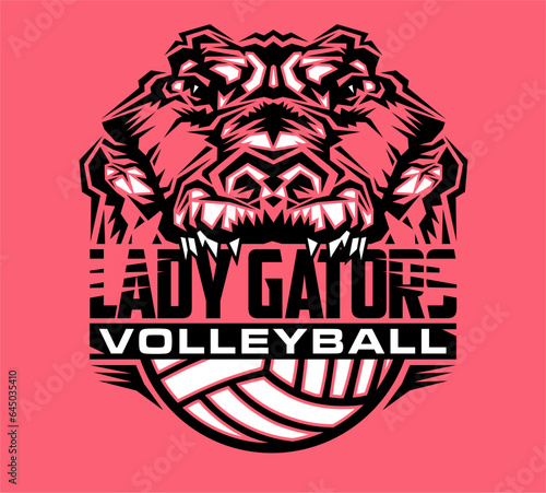 lady gators volleyball with half mascot for school, college or league sports