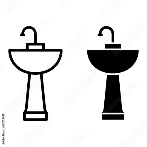 sink, washbasin, washbowl, washstand, washing stand  Icon Logo Design Vector Template Illustration