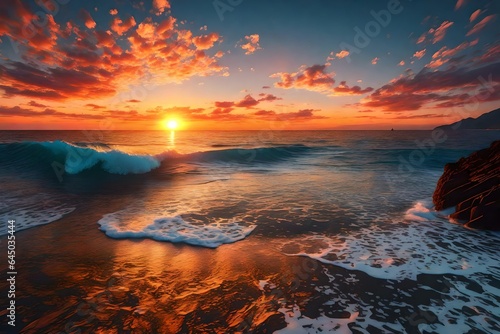 A stunning sunset over a tranquil ocean