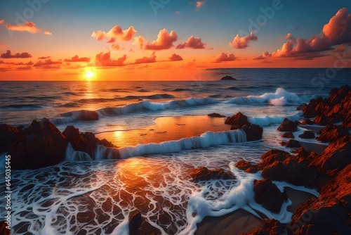 A stunning sunset over a tranquil ocean © Muhammad