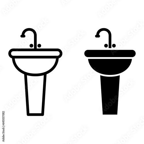 sink, washbasin, washbowl, washstand, washing stand  Icon Logo Design Vector Template Illustration